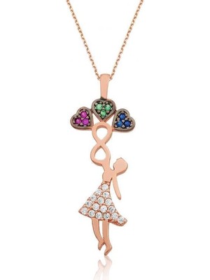 Gumush Hk Gümüş Kadın Kolye Üç Kalp Tutan Kız |gümüş Takı Hediyelik Ürünler