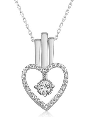 Gumush Hk Gümüş Kadın Kolye Kalpli Tek Taş |gümüş Takı Hediyelik Ürünler