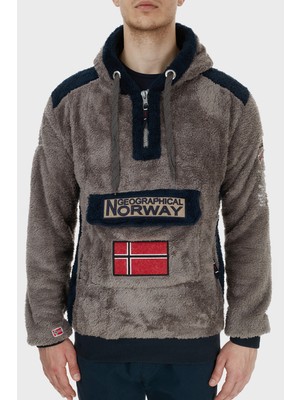 Norway Geographical Kapüşonlu Yarım Fermuarlı Outdoor Polar Sweat Erkek Sweat Gymclasssherco