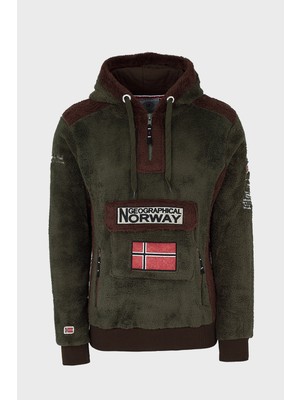 Norway Geographical Kapüşonlu Yarım Fermuarlı Outdoor Polar Sweat Erkek Sweat Gymclasssherco