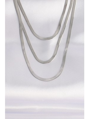 Eco Port 316L Çelik Italyan Zincir Gümüş Renk Çoklu Kolye