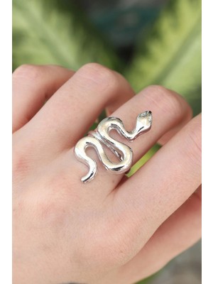 Eco Port Pirinç Gümüş Renk Ayarlanabilir Yılan Yüzük