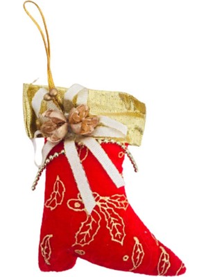 Empressco Kırmızı ve Turuncu Yılbaşı Süs Cizme, 1 Adet, Neşeli ve Renkli Dekorasyon Seçeneği