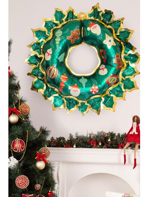 Empressco Yılbaşı Kapı Süsü Çelenk ve Folyo Balon, 80-67 Cm, Kahverengi Renkli Süsler