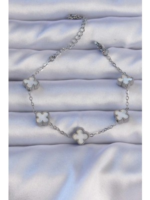 Eco Port 316L Çelik Gümüş Renk Sedefli Baby Boy Yonca Model Bileklik