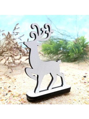 Empressco Beyaz Ahşap Geyik Süsleri, 6'lı Set, Yılbaşı Dekorasyonu