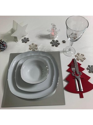 Empressco Yılbaşı Temalı Keçe Kaşıklık Seti, Kırmızı, 6 Adet