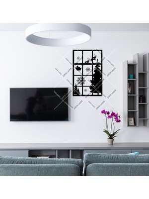 Empressco Yılbaşı Geyik ve Noel Baba Duvar Süsü, Siyah, Dekoratif, Şık ve Renkli Tasarım