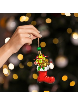 Empressco Renkli Ahşap Yılbaşı Süsü Seti, Ayıcıklı, 3'lü, Ev Dekorasyonu