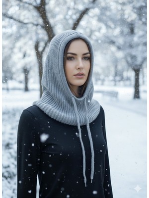 Kervan Pazarı Kadın Kışlık Triko Örgü Balaklava Tesettür Başlık-Şapka