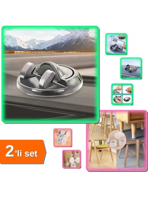 Hereveoyuncak 360° Dönebilen Yapışkanlı Numaratörlü Telefon Tutucu + 12 Adet Silikon Ayak Koruyucu - 2li Set L6M5D2