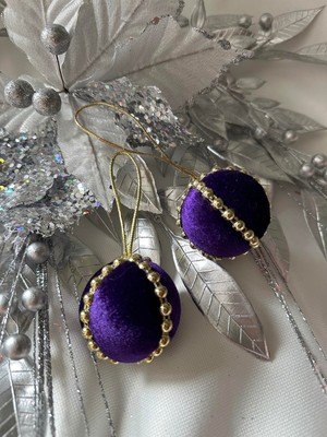 Empressco Mor Mini Yılbaşı Çam Ağacı Topu, Renkli ve Şık Süsleme Aksesuarı