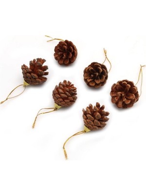 Empressco Renkli Kozalak Süsü Seti, Yılbaşı Ağacı Dekoru, 6'lı Paket