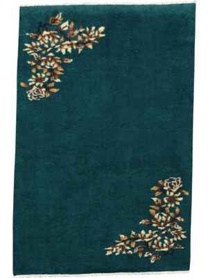 Kilim Antik El Dokuma Burdur Çiçekli Yün Halı 0421 - Yeni - Yeşil