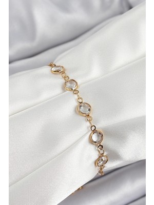 Eco Port Pirinç Gold Renk Zirkon Taşlı Kadın Bileklik