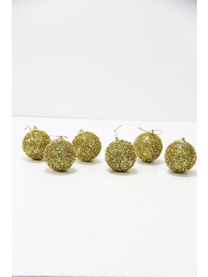 Empressco Altın Parıltılı Toplar, 6'lı Set, 4 Cm, Şık Yılbaşı Süsleri