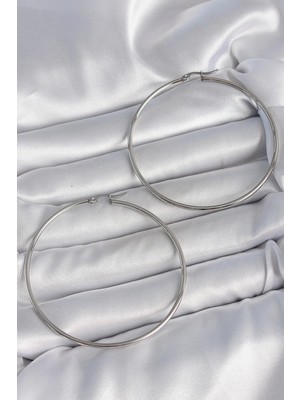 Eco Port 316 Çelik Gümüş Renk 63 mm Halka Model Kadın Küpe