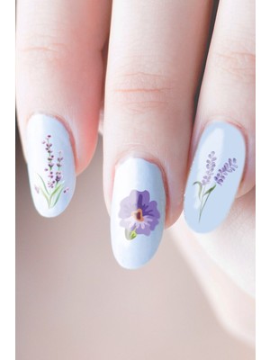 Artikel Lavanta Tırnak Dövmesi, Tırnak Tattoo, Nail Art, Tırnak Sticker