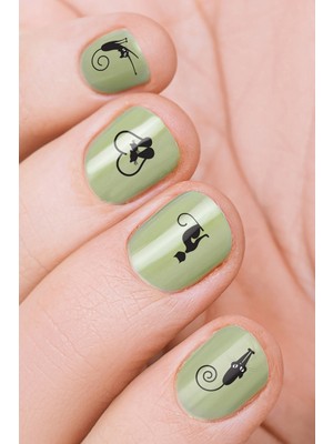 Artikel Kedi Tırnak Dövmesi Tırnak Tattoo Nail Art Sticker 12,5 x 6,5 cm Su Transfer Geçici