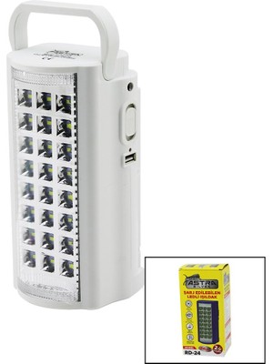 24 LEDFİŞ ŞARJLI - POWERBANKLEDLİ IŞILDAK LAMBA 6V 4.0AH AKÜTAŞIMA KULPLU RD-24 (4887)