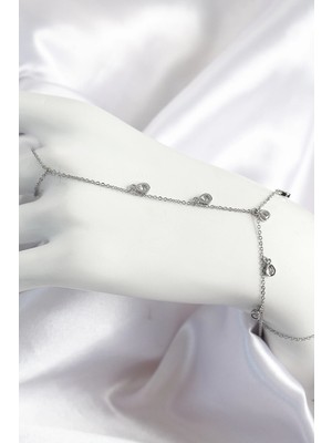 Eco Port Pirinç Zirkon Taşlı Sallantılı Damla Model Gümüş Renk Kadın Şahmeran