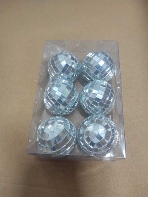 Empressco Gri Diskotek Topu Pasta Süsü, 4 Cm, 6 Adet Paket