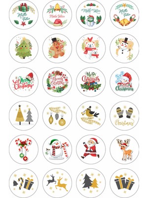 Empressco Yılbaşı Temalı Renkli Sticker Seti, 48 Adet Hediye Paketi Etiketi