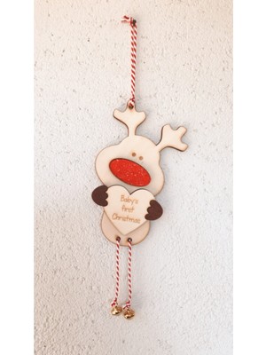 Empressco Renkli Bebek Geyik Figürlü Ahşap Yılbaşı Süsü, Sevimli ve Şık Dekorasyon Parçası