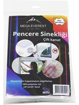 Çift Kanat Tül Pencere Sineklik 100X150CM - 5mt Bant (4940)