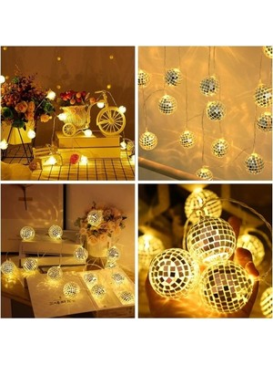 2m 10 LED Pilli Disko Toplu Işık