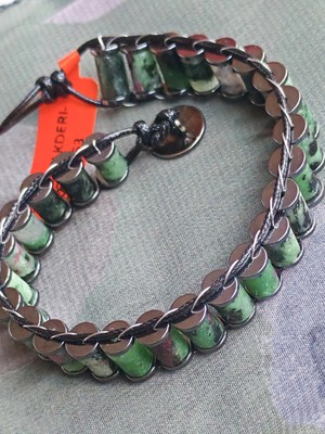 Ruby Zoisit Yeşil Doğal Taş Örme Erkek Bilekliği 4x2 mm