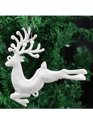 Empressco Beyaz Yılbaşı Süsü, Çam Ağacı Geyik, 12 Cm, 2 Adet