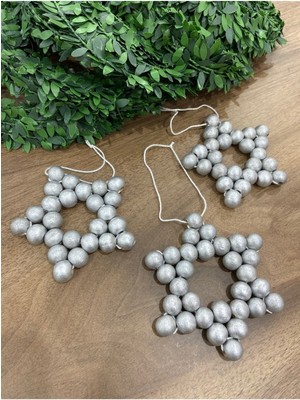 Empressco El Yapımı Ahşap Yıldız 3'lü Yılbaşı Süsü, Çam Ağacı Dekoru, 30G