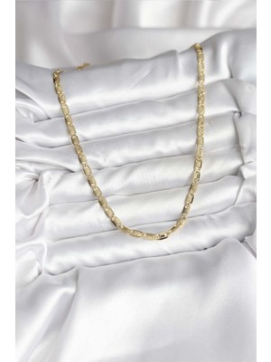 ForWhat Zarif Boyunlar Için Golden Pirinç Kaplı Plaka Ezme Zincirli cm Kadın Kolye