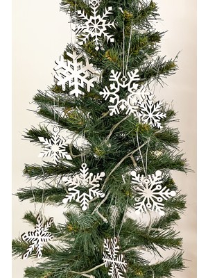 Empressco 9 Adet Beyaz Kar Tanesi Yılbaşı Süsü, 3mm Mdf, Doğal ve Şık Dekorasyon.