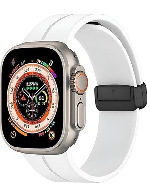 URUCHI Uruchı Apple Watch Manyetik Silikon Kordon 42/44/45/49/l Kadın Erkek Spor Kordon Iwatch Apple Watch Serisi 8 7 6 5 4 3 2 1 Se Ultra ile Uyumlu, Beyaz