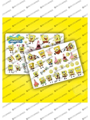 One Little Happiness Sponge Bob Sünger Bob Sticker Etiket 2 Sayfa Adet Etiket