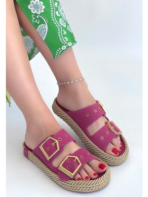 Shoegar Loera Pemba Nubuk Çift Tokalı Terlik