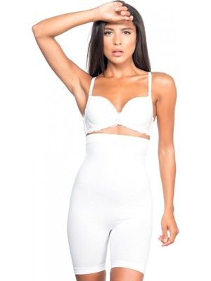 Marsilyan Beyaz Mı Emay 2077 Yüksek Bel Desenli Paçalı Korse