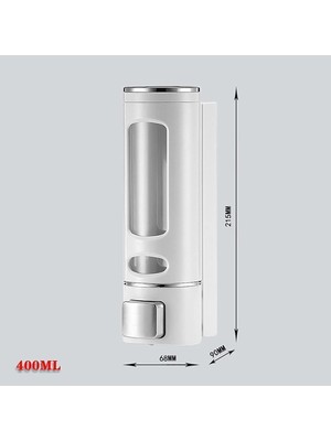 Vadi 400 ml Duvara Monte Manuel Sabunluk Banyo , Mutfak El Sıvı Şampuan Duş Jeli 1 Adet Beyaz H-52