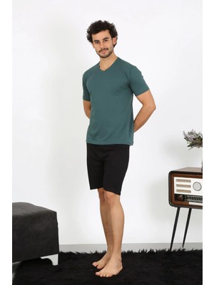 Erkek Penye Petrol Rengi 3'lü Pijama Takımı