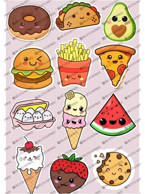 One Little Happiness Kawaii Food Temalı Sevimli Yiyecekler Ajanda Bullet Journal Telefon Laptop Sticker