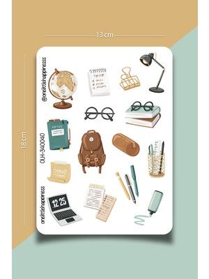 One Little Happiness Study Temalı Sticker Seti | Bullet Journal Sticker | Defter | Çıkartma | Scrapbook