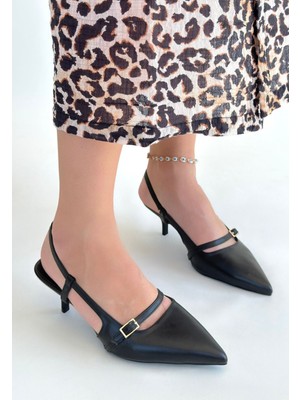 Shoegar Darina Siyah Cilt Topuklu Ayakkabı