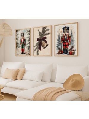 Voba Store 3 Parça Yılbaşı Kurşun Asker Temalı Çerçeve Görünümlü Mdf Tablo SETİ-127
