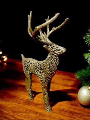 Empressco Yılbaşı Geyik Figürü, Büyük Boy, Metalik Süs, Dekorasyon, Eğlenceli ve Şık Tasarım