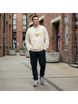 Hena Game On Oversize Sweatshirt Bej