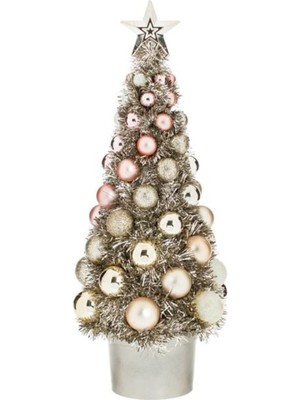 Empressco Şampanya Rengi Masa Üstü Yılbaşı Çam Ağacı, 30 Cm, Renkli ve Şık Dekorasyon