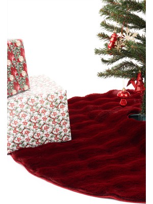 Empressco Yumuşak Dokulu Çam Ağacı Eteği Halısı, Bordo, 80X80CM