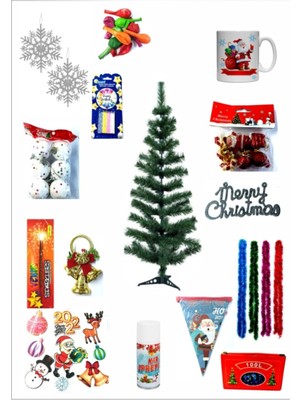 Empressco Yılbaşı Çam Ağaç Seti, Bol Ekstralı, 110 Cm, Yeşil, Keyifli Süsleme Için